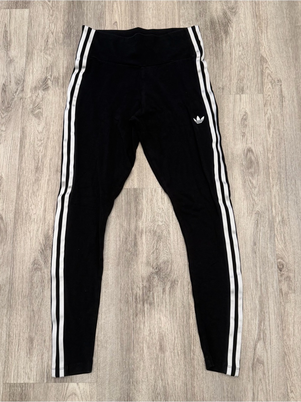 Adidas Originals Three Stripe Leggings Black‎ White Trefoil Logo Athleisure